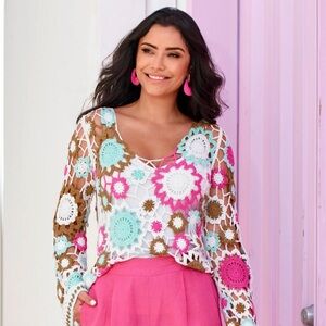 Boston Proper crochet top S